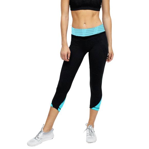 NEW VIMMIA composure two-tone mesh trip leggings in aqua-black - Picture 1 of 1